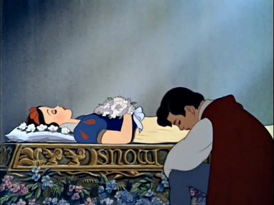 I always thought Snow White was very romantic; the Prince climbing the Palace wall and serenading Snow White with one of the most romantic songs from a Disney movie (IMO)...and even at the end when he thinks she's dead, he drops his head after kissing her, completely heartbroken. Then when Snow White wakes up he looks so happy.