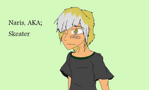  All He Needs: To feel ligtas Name: Naris(He likes to be called Skeater) Age: 16(Biologically,he's 2,but I'll explain that in the bio) Bio: Skeater is basicly the "new" kid around here. His personal life being a mystery,no one really knows about him,other than he twitches and spazzes all the time.In reality,the reason why no one knows him,is because he's only been human for 3 months,and hasn't realized it yet. Skeater was born in the wild as a mouse,but was transformed into a human sa pamamagitan ng an apprentice witch practicing her magic.Not realizing this,Skeater still thinks he's a mouse,and is afraid of anything that seems dangerous. Luckily,Skeater was picked up sa pamamagitan ng a singal couple when they found him passed out and naked in a ditch.They've ibingiay him pagkain and clothing,and even faked a diploma so that he could go to collage. All they want is for him to succeed and get a reasonable job. Personality: Twitchy and spazzy.ALWAYS twitches and shakes.Heavily medicated,and his puso runs at an unusually fast rate. He screams when startled,and most likely wouldn't make many friends. *Note;He's prone to scream and curl into a ball when startled,and almost everything scares him* Fear:Most everything that seems dangerous,and he'll spazz when he sees a cat,bird,Rat Poision,or dead mice. Dislikes: Cats,Large birds of prey,large animals,rat poision,cars,anyone who tries to scare him,loud noises. Likes: His medication,Salted in shelled Peanuts,Salt-Wheels,Anyone willing to be nice to him Audition: *camera turns on* Skeater's Adopted Mom: Hello? Oh,good,it's on. Well,I'm auditioning for my son,who is too afraid to get in front of the camera.His name is Skeater,and he really needs a good education.Hopefully this is a good Collage without many bullies,poor Skeater can't take much madami trauma...*sad look* Well,please accept him. *camera turns off* Pic: