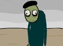  Oh, him? That's just salad Fingers. Don't mind him. He doesn't bite. Unless you're Hubert Cumberdale, Marjory Stewart-Baxtor, or Jeremy Fisher, that is.