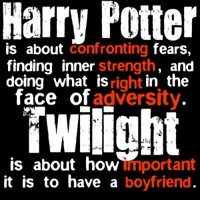 I like Harry Potter better. Twilight's just not my type of thing.