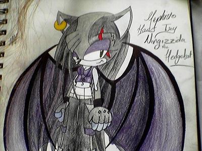 You can use this chick if you want.

If you cannot read my shit handwriting: Mephisto Horus Tsey Ningizzida the Hedgehog-Bat. (LONG name... ;_;)

Nickname: Soda.

Character and artwork (c) MephilesTheDark 2010.