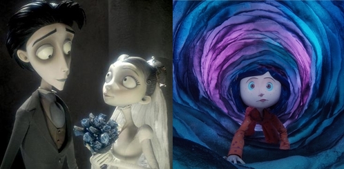  I'd suggest Coraline au Corpse Bride. They're quite weird, but really interesting. I won't be able to suggest a link though.