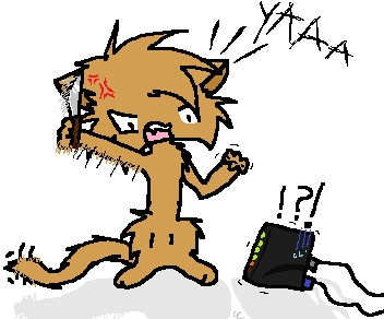  Agh, I hate hackers. They hack because they like to see others's misery, and are cruel bullies. This is the سیکنڈ hacker news I've heard about in the past few days. I do have a DeviantArt, so I'll just stay away from her and other hackers. BAAAHHH Btw, enjoy this pic of my Warrior Cats self taking anger out on our modem. It was spazzing, so I didn't have internet, and I was mad. I wanted to do this, lol. Quote: "I wanna take a freakin' چھری out on it!"