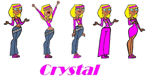 Name: Crystal 

Age:16 

City/State: Mayfield, NY

Bio: Bio: She's a very unique person, she acts like the tough girl but she's very shy at times. She has very useful skills in technology but she reads. She HATES Justin Bieber and Taylor Lautner but she loves Taylor Swift and George Lopez. She doesn't like to act in public but when she's wth her friends and family she can be very very VERY dramatic. A noah and courtney obsesser, thank you very much. And hidden in her locket is a picture of her and her grandmother. when crystal was 3 here grandmother died of murder by a drunk guy so that locket so that locket means a lot to her. 

Personality: She's very moody, can laugh easliy, loikes to joke around, but hates to be wrong. When on here good side, she can be a lot of fun, but when she's mad or sad, she tends to be uhh violent. Loves to swim so that's likeher happy place. 

Crushes: Noah, Tyler 

Enimies: Duncan, Gwen 

Pic: