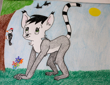  Here's my OC. She's a lemur, obviously. Her name is Lanie and she LOVES the beautiful nature around her. She has a soft moyo too :)