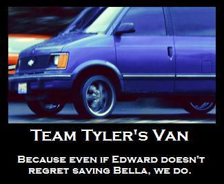 Tyler's van. Such an amazing character. ^_^

In all seriousness, I guess Jasper and Rosalie. I think they're the only characters I like, besides the minor human characters.