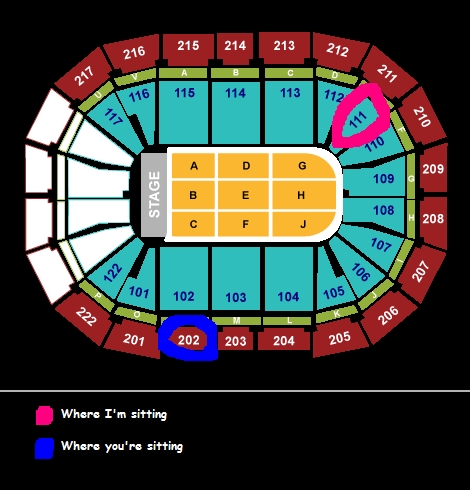 OMG ME 2!!!
Im on block 111...
Here r the seats!!!
I'm circled in Pink n ur circled in blue!