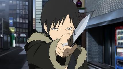 4 me it would be
IZAYA ORIHARA
just because he is a NUT CASE!
but then i'd have to beg him for forgiveness because he always has his favorite knife on him and like i said...
HE'S A FREAKIN' NUT CASE!