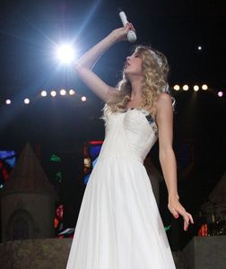  anda can't see the bottom on this picture but i Cinta it. it's from her fearless tour and is probably one of my favourite dresses she's worn.
