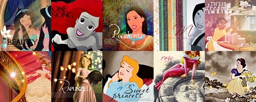 1~Jasmine
2~Ariel
3~Pocahontas
4~Mulan
5~Tiana
6~Belle
7~Rapunzel
8~Cinderella
9~Aurora
10~Snow White