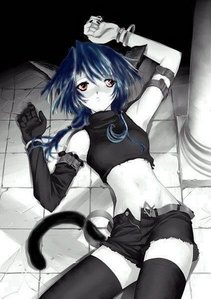  I would 愛 to be half human and half of a black cat with black cat ears and tail.. :)