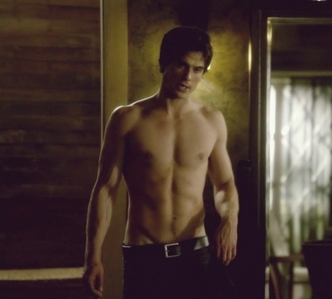  damon cuz he is fun, awesome, hot, sexy, beautiful, georgeous, mysterious, fearless, careing, lovely, smart, dangerous...and he is a total badass