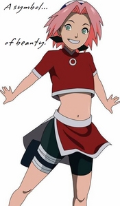  Haruno Sakura, of नारूटो ऐनीमे :D In Shippuden, especially, she was so beautiful! Her smile, her hair, her eyes, how strong and determined she looks... Ino's got nothing on her!