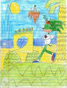  Kodi the Hedgehog Android, looks 17 has copy ability like emerl and uses other video game characters powers ex. kamehameha, shoruken. آگ کے, آگ makes him stronger, electricity stuns him