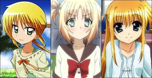  Sorry I'm a boy so I'm prone to liking और girls then guys... Nagi Sanzenin from Hayate no Gotoku!(!) Yuki Yoshida from Kore wa Zombie Desu ka? I'd say my third is Arisa Bannings from Magical Girl Lyrical Nanoha They are in order from left to right. I'm not gonna say a guy plus for my प्रिय guy, it's not even his natural hair color... P.S. He's और of a प्रिय character for me than any of these girls, but as of the end of Clannad After Story, he has his natural hair color again... So that kind of gave it away so I'm just gonna say he's Youhei Sunohara.