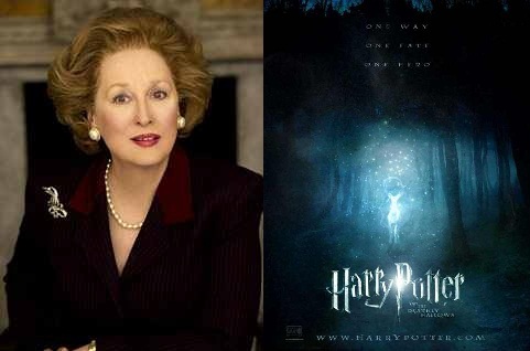 Harry Potter & the Deathly Hallows II (of course!!!)
&
The Iron Lady (a movie about Margaret Thatcher, played by Meryl Streep!)
