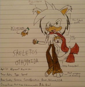  Not my best pic, but one of them. :D I present to you, Skeletos Othymida the Hedgehog! Excuse my retardedly small writing. xD