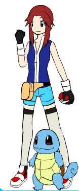 Ash and Melody's daughter, Sarah. She got a Squirtle as a starter from Prof. Oak.

(And yes, say how much she looks like Skyla)