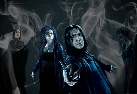  Hmm, well Snape. Not to get into his robes, but for who he is and what he's been through. I also amor Bellatrix. She is so insane, and Helena makes a perfect Bellatrix! Who else, who else? Narcissa, and Lucius a little. Draco is growing on me. WOW, Bellatrix looks fat in this picture.