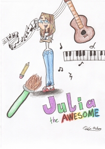  Name: Julia (A.K.A. Me) Age: 13 Faves: Drawing, writing, playing the piano/guitar/violin Phobias: Drawing badly, Schreiben horrible stories, playing terribly on the piano/guitar/violin, getting stung Von a bee, having Mehr then ten moskito bites (>.<") Bio: Born in South Dakota, moved to North Dakota when I was one. I've gone to five schools within these 13 years of my life. I am the middle child of three kids. I have a little sister, and an older brother. He hates how I'm obsessed with Total Drama, and Regular Show, and Adventure Time, and, soon to come, The Amazing World of Gumball XD Pic (that was drawn Von me LOL):