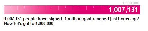 Signed it, but the pic below made me laugh. "We just reached 1 million, now let's get to 1 million!"