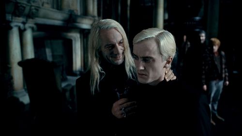  I have a lot of crushes in hp,Draco,Lucius,Snape,Scabior,Bellatrix,Narcissa and Ron!!!But my biggest ones are Draco and Lucius,i'm Malfoy addicted XD