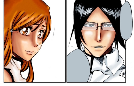 My favorites are Ishida and Orihime... I really like this manga panel of them ^^ The art is by Kubo and the coloring is by Syn from Bleach Asylum.