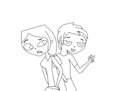  Uh... I'll finish it entirely after school. These are what I came up with. I'm either calling them Amber and Ash or Lola and Logan. You choose. The picture sucks right now, but it'll look better done >.<