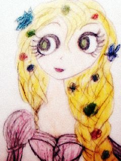  Yes, it's my favorit hobby. Here's a drawing of Rapunzel. xD The color is edited and stuff, to make it better quality.