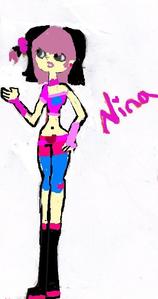  Name Nina Age 16 Personality:crazy girl in rosa, -de-rosa Likes Pink,fasion,pink,happiness Dislikes dirt,bugs and non black stuff Audition Tape star-*holds camera*"you shine sweety" Nina-is standing in a sweet pose"hey people,of T.D.I whats happening?I'm you famous Nina,and i will rock you till you have a heartattack" star-*shifts camra"great so far" nina-*runs up and holds camera inches from face*"if you don't ill hunt down and stalk your family,your choice"goes and skips away,humming star-"ill have to cut that"*static** Normal pic of your OC: Pic of your OC in their roupa de banho, fato de banho : http://images4.fanpop.com/image/photos/17300000/nina-total-drama-island-fancharacters-17318823-1087-1014.jpg