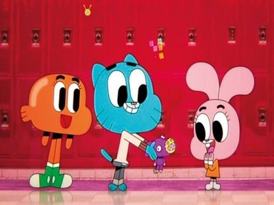  the amazing world of gumball :P my brother is a troublemaker but hes nice and kind to me ^^