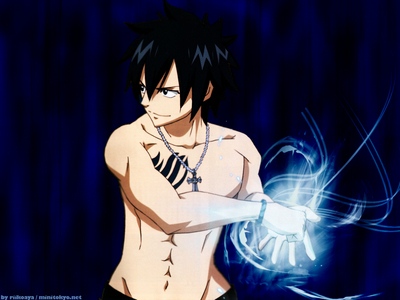 his name is Gray Fullbuster(male)....he is from the anime Fairy tail.....n yes he can use magic....he uses ice magic....he can make weapons out of ice while fighting....like a lance or one of my most fav ICE CANON!!!! ^_^ really awesome character.....n plus he is really funny....he has a habit of stripping in public...which thn people misunderstand him for a pervert XD n yes he is damn popular with the chicks....n he is always there for his friends when they need him.... ^_^