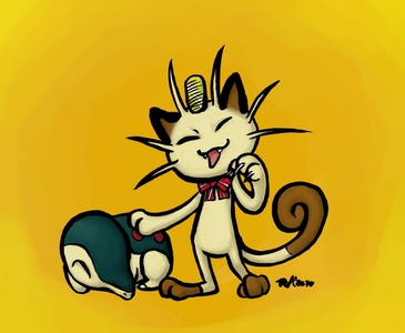  MEOWTH!!!! But if it had to be a starter, Cyndaquil. (You can find so many great pictures on the internet!!!)