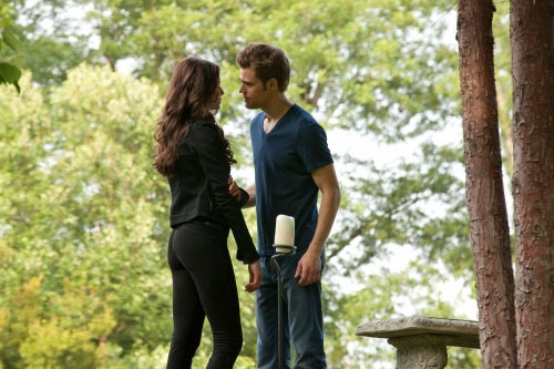The one where she stabs him. 
Stefan: Problem is Katherine... is I hate you
Katherine: You hate me huh? *gets a pointed stick*  *stabs him*
Katherine: that sounds the beginning of a love story Stefan, not the end of one. 