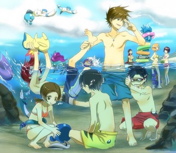  Just some pokemon characters from the game HH/SS. oh and if あなた haven't notice some guy is trying to pants Blue!
