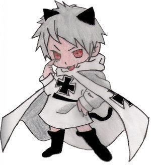  Isn't this his outfit when he's chibi? Maybe toi could make something a lil similar to the pic toi posted, but with his emblem and white/black.