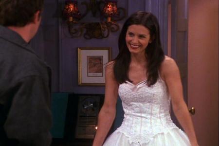  Monica in her wedding dress looked pretty