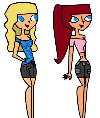  name:anny ( on the left) and amy (on the right) gender: both females age: 16 and 17 crush: anny's crush is cody and amy's crush is alejandro personality:anny: smart, quick, and nice amy: smart, nice quick, and a great leader bio: their both sisters and they are from indiana they changed their city into the best, their mother gave up doing drug and they meet their long Lost father that they never meet oder have any contacts to, but they didn't Liebe their own dad. likes: they both like having fun, being active, and helping dislikes: they both dislike bossy mean nasty people like heather in TDI pic: