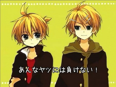  Kagamine Len and Lenka. anda berkata twin right? Yes! TWINS! X)