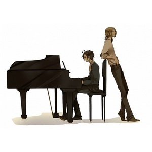  *EDIT* I found a picture >w< Austria from Hetalia! He also plays the violin! Behind him is France btw
