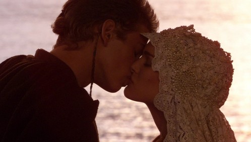  DEFINITELY Anakin and Padme from the ster Wars Saga. They are hands down the BEST movie couple of all time! There was chemistry between them that no one expected. They embrace each other's differences; they accept the fact that they both complete one another. They are extremely well-developed characters and their relationship is inspiring. Their love for each other is evidently very powerful and runs deep. They couldn't live without each other. Anakin spent the rest of his life in torment without Padme, while Padme died because she lost her soulmate to the Dark Side. Their love was tragic, but remained true, constant, and unbreakable. Even death could not separate them. That's what love really should be: eternal devotion. Anakin and Padme are the PERFECT example of that :D <3