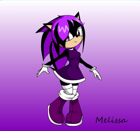  Really sorry it's late :p didnt have time to post it sooner... Name: Melissa Species: Hedgehog (Clone of Shadow) Age:15 physically creater 30 years prior प्रिय Color: Purple (All Shades) Relationship: Not yet Likes: Trust-worthy friends, sitting on the rocks ontop of waterfalls, sleeping, working hard, फल Dislikes: Evil, cloning machines, small spaces (is claustrophobic), seeming weak Hobbies: Sitting ontop of waterfalls, playing with friends, and working Sorry again that its late
