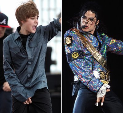  when some people say that justin bieber is better than michael jackson oder when they say that jb can be the Weiter King of pop....oooh PLEASEEEE PEOPLE!!! no one can beat mj's Thriller album(it's 'til today the biggest selling album of all time),mj's moves ,no one can be better than mj!! mj is a legend!!! got it?? and i don't hate jb,i am not of the jb haters ...but i just don't like when they compare michael jackson with jb.ok jb has a talent and he admires mj,but he can't be like him.....that doesn't make sense
