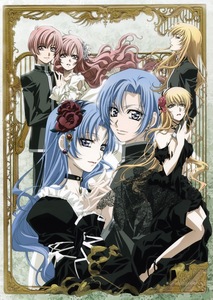 This anime is Princess Princess. It is a fictional series written and illustrated by Japanese author Mikiyo Tsuda about the lives of three high school boys and the school they attend. It is revolving around the lives of three boys chosen to dress up as girls at the all-boy school they attend, which also just happens to be the most elite school in the area.