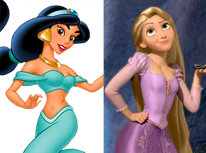  It's a tie between jasmim and Rapunzel!