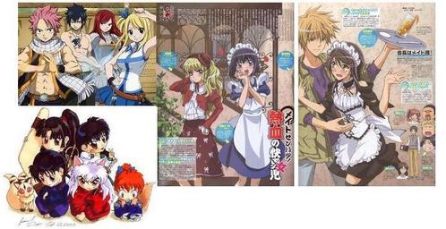  1. Maid Sama !!! 2. Fairy Tail !! 3. Inuyasha ! well there r lebih but these r my favourites !