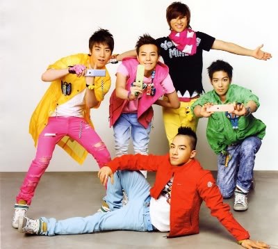 Here's your answer:-
the one who wears yellow one is Seung ri
The one with the black t'shirt is Dae Sung
The one with the pink jacket is G-Dragon
The one that wears green jacket is T.O.P
The one wearing red jacket is Tae-Yang