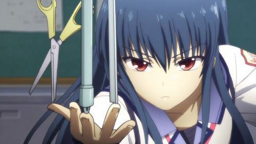  Shiina the epic ninja from エンジェル Beats! Check out her mad concentration~!