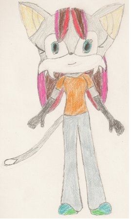  Here's me as a Sonic Character! Kitty the Cat! x3 Although I've changed some this about her. Her ears are "puffy" ears. (Meaning the opening isn't like that, but in an "A" shape in the center. Like in this picture: http://knouge4evah.deviantart.com/gallery/26955938#/d41v2i5 ) I have also added the colar show in that picture. Aaaand, her hair goes all the way across her head now. (Again, as shown in the picture. XD)