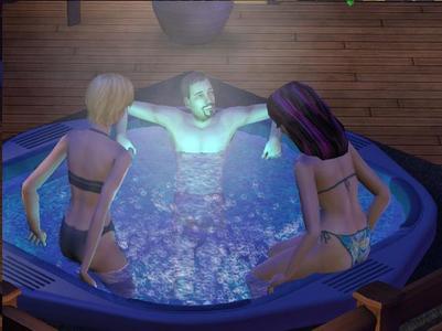 Oooh okie, so what your asking is why did they get in the hot tub naked. Some sims have a certain combination of personality traits make it "bold" enough to go right on in naked. Usually if the sim has a high Outgoing trait set then this will happen, usually around 8-10 outgoing points :)